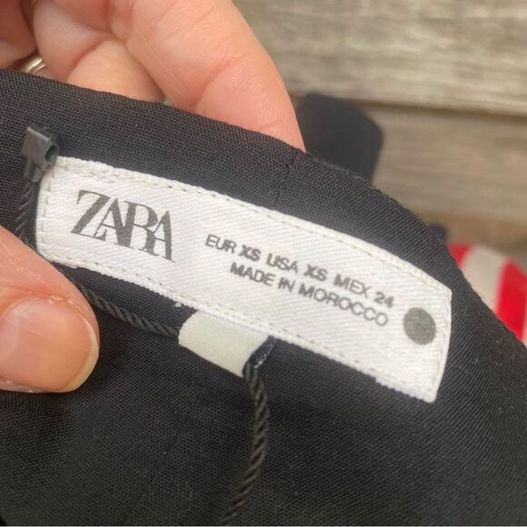 ZARA PLEATED POPLIN Black Spaghetti Strap Top size XS - Picture 10 of 11